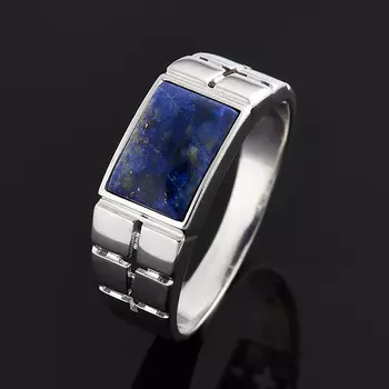 Кольцо лазурит (серебро 925 пр. родир. бел.) размер 20