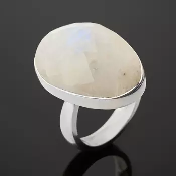 Кольцо лунный камень (адуляр) (серебро 925 пр.) огранка (регулируемый) размер 17,5