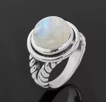 Кольцо лунный камень (адуляр) (серебро 925 пр. оксидир.) размер 18