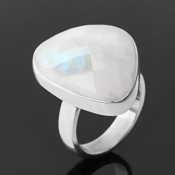 Кольцо лунный камень (адуляр) (серебро 925 пр.) огранка (регулируемый) размер 17,5