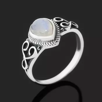 Кольцо лунный камень (адуляр) (серебро 925 пр. оксидир.) размер 17