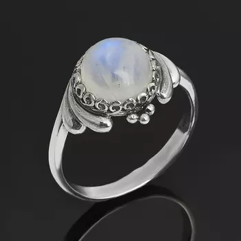 Кольцо лунный камень (адуляр) (серебро 925 пр. оксидир.) размер 17,5