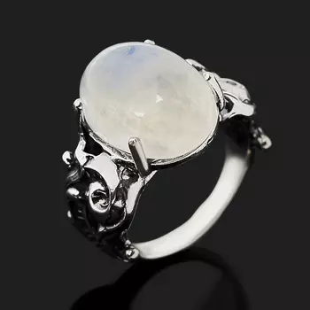 Кольцо лунный камень (адуляр) (серебро 925 пр. оксидир.) размер 17,5
