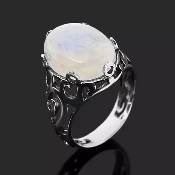 Кольцо лунный камень (адуляр) (серебро 925 пр. оксидир.) размер 18,5