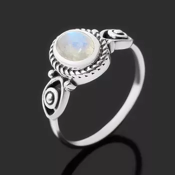 Кольцо лунный камень (адуляр) (серебро 925 пр. оксидир.) размер 19