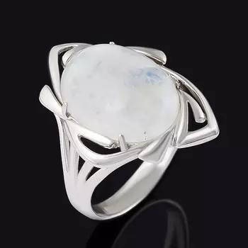 Кольцо лунный камень (адуляр) (серебро 925 пр. родир. бел.) размер 18