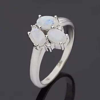 Кольцо лунный камень огранка (серебро 925 пр.) размер 18,5