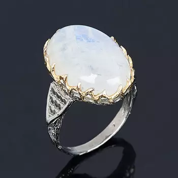 Кольцо лунный камень (серебро 925 пр. позолота, родир. сер.) размер 17