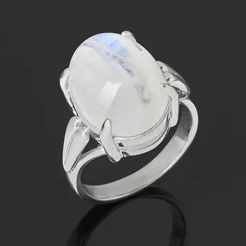 Кольцо лунный камень (серебро 925 пр. родир. бел.) размер 17,5