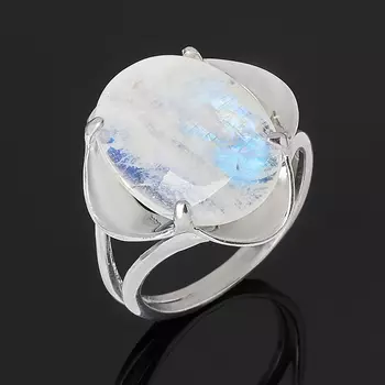 Кольцо лунный камень (серебро 925 пр. родир. бел.) размер 18