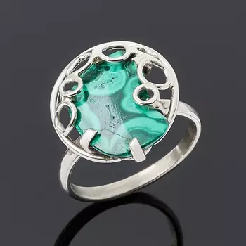 Кольцо малахит (дублет) (нейзильбер) размер 19