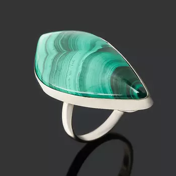 Кольцо малахит (дублет) (нейзильбер) размер 18