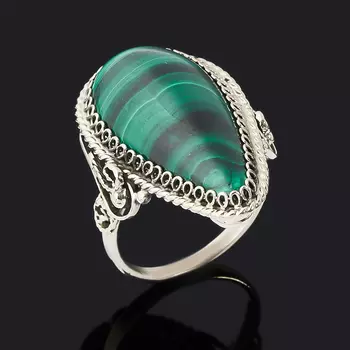 Кольцо малахит (нейзильбер) размер 16,5