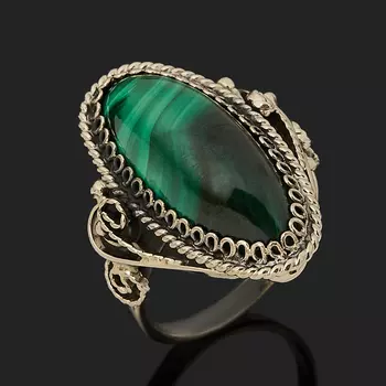 Кольцо малахит (нейзильбер) размер 16