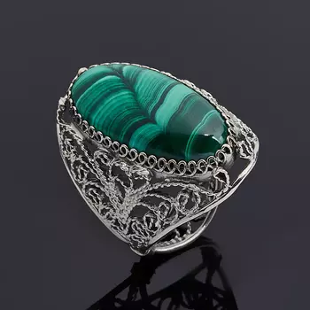 Кольцо малахит (нейзильбер) размер 17,5