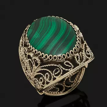 Кольцо малахит (нейзильбер) размер 17,5