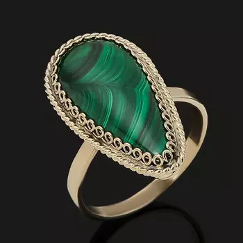 Кольцо малахит (нейзильбер) размер 17,5