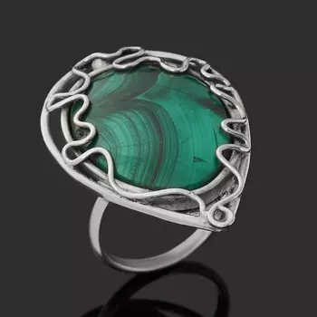 Кольцо малахит (нейзильбер) размер 17,5