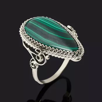 Кольцо малахит (нейзильбер) размер 18,5