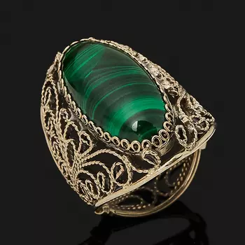 Кольцо малахит (нейзильбер) размер 18