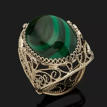 Кольцо малахит (нейзильбер) размер 18,5