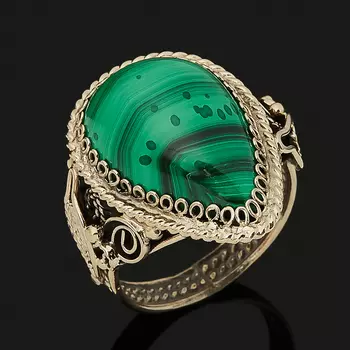 Кольцо малахит (нейзильбер) размер 18