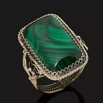 Кольцо малахит (нейзильбер) размер 18