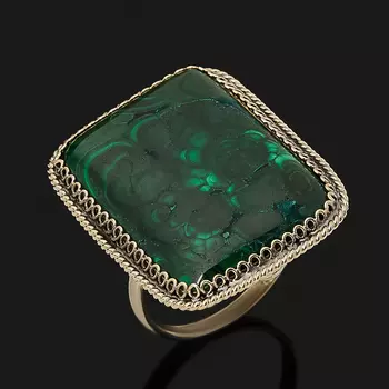 Кольцо малахит (нейзильбер) размер 18