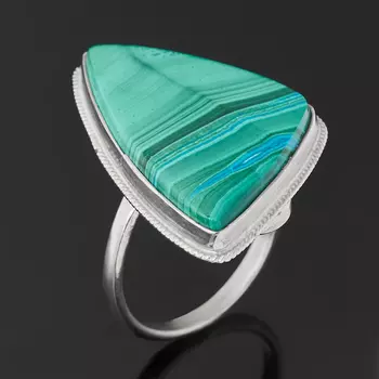 Кольцо малахит (нейзильбер) размер 18