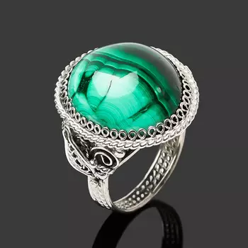 Кольцо малахит (нейзильбер) размер 19