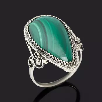 Кольцо малахит (нейзильбер) размер 19,5