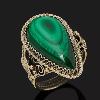 Кольцо малахит (нейзильбер) размер 19