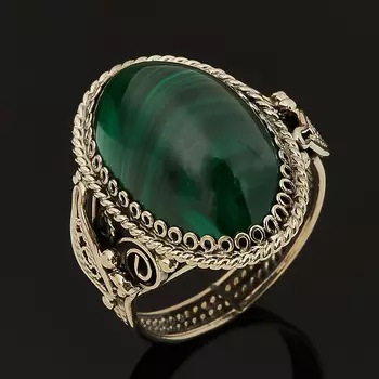 Кольцо малахит (нейзильбер) размер 19