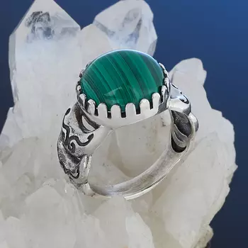 Кольцо малахит (серебро 925 пр. оксидир.) размер 16,5