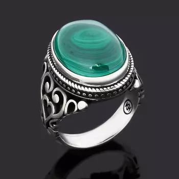 Кольцо малахит (серебро 925 пр. оксидир.) размер 20,5