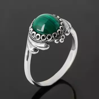 Кольцо малахит (серебро 925 пр. оксидир.) размер 17,5