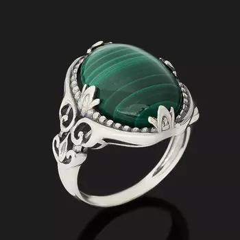 Кольцо малахит (серебро 925 пр. оксидир.) размер 18,5