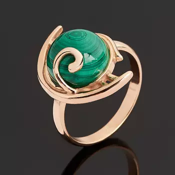 Кольцо малахит (серебро 925 пр. позолота) размер 18