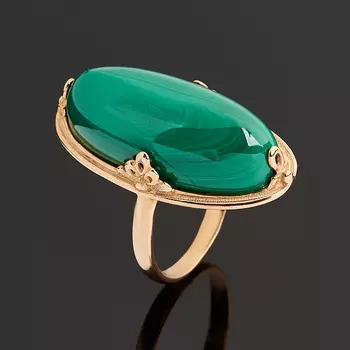 Кольцо малахит (серебро 925 пр. позолота) размер 17,5