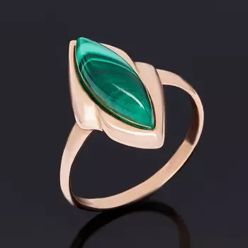 Кольцо малахит (серебро 925 пр. позолота) размер 17,5