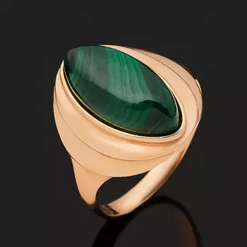 Кольцо малахит (серебро 925 пр. позолота) размер 17