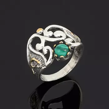 Кольцо малахит (серебро 925 пр.) размер 19