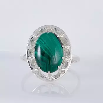 Кольцо малахит (серебро 925 пр.) размер 18,5