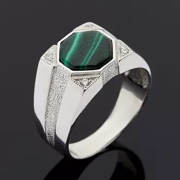 Кольцо малахит (серебро 925 пр.) размер 21