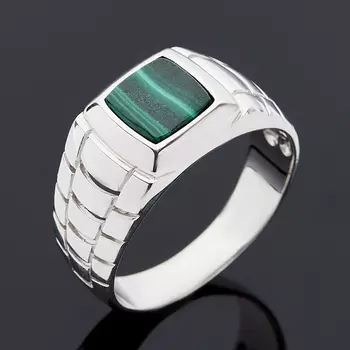 Кольцо малахит (серебро 925 пр.) размер 22