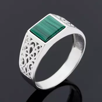 Кольцо малахит (серебро 925 пр.) размер 21,5