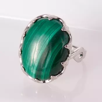Кольцо малахит (серебро 925 пр.) размер 18,5