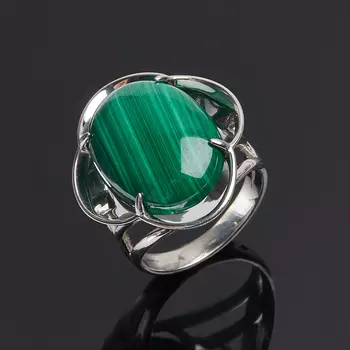 Кольцо малахит (серебро 925 пр.) размер 18