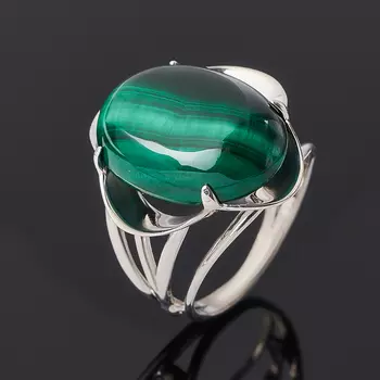 Кольцо малахит (серебро 925 пр.) размер 18