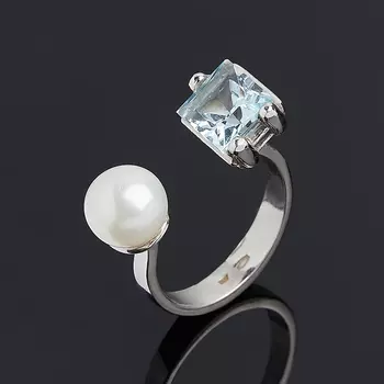 Кольцо микс жемчуг, топаз (серебро 925 пр.) размер 16,5